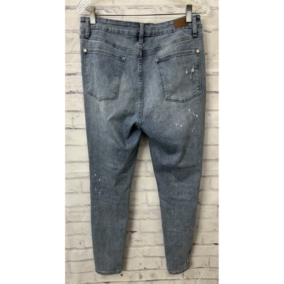 Judy Blue Size 13/31 Lace Patch Distressed Mid Rise Skinny Jeans Stretch - Picture 6 of 11